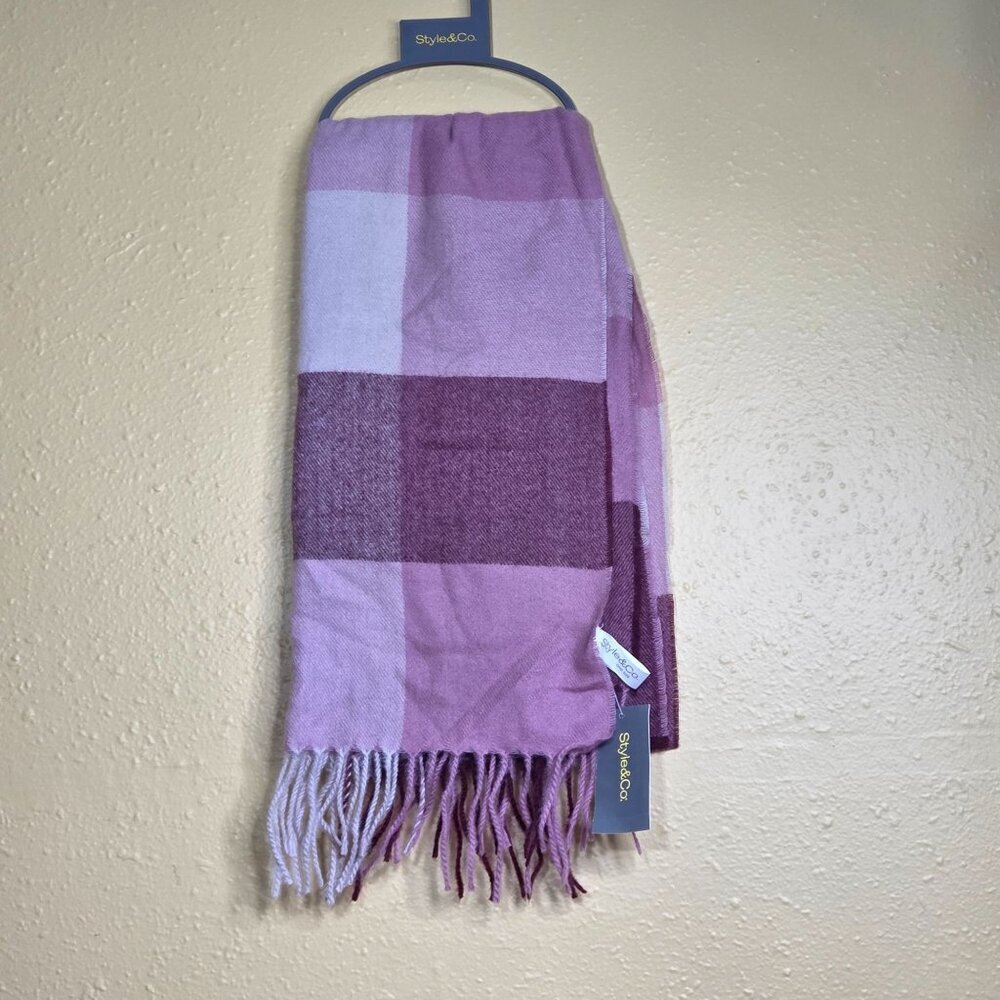 NWT Style & Co Women's Buffalo Check Soft Wrap Scarf Mauve